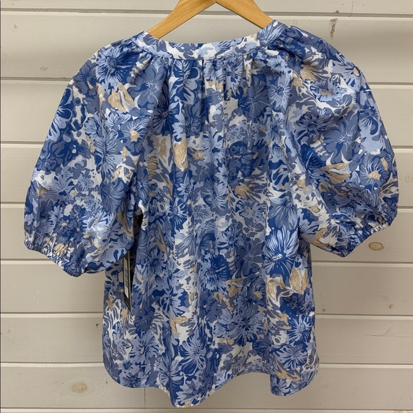 Current Air Blue and Tan Floral Blouse Size Medium NWT - Picture 4 of 12